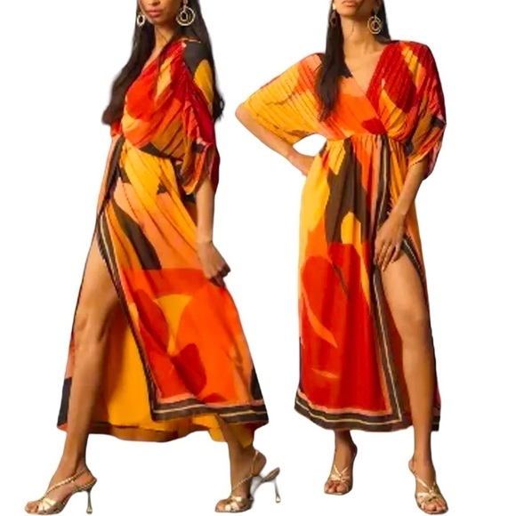 FARM Rio Dresses & Skirts - NWT Farm Rio Short-Sleeve Wrap-Front Maxi Dress Size XS